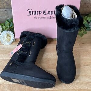 Juicy Couture Black Koded Faux Fur Winter Boots 8M